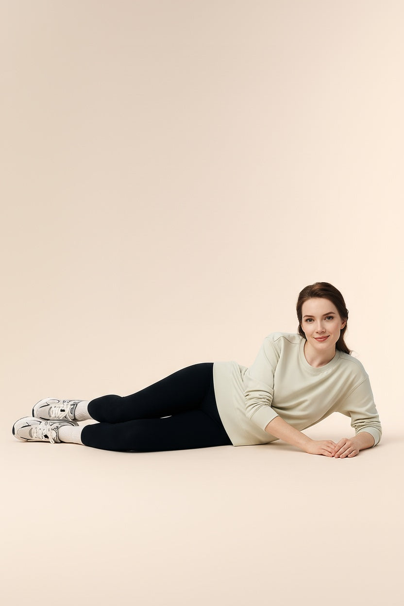 Women Solid Round Neck Sweatshirt