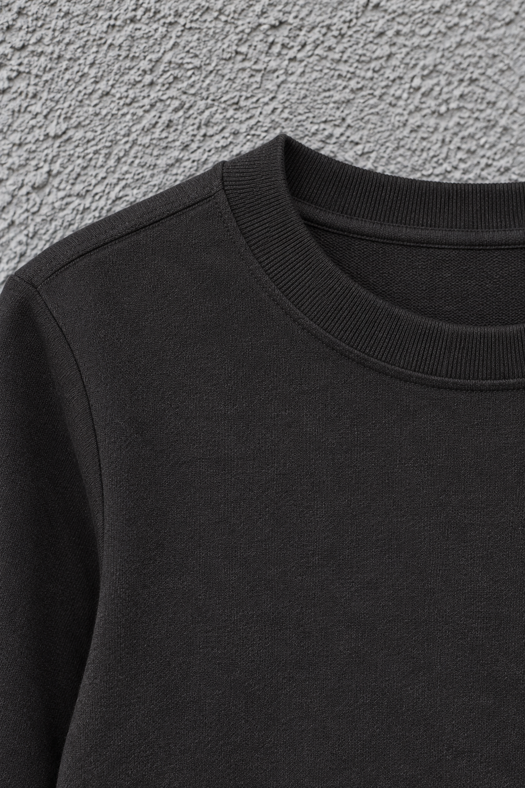 Women’s Lightweight Ultra Warm Knitted Sweatshirt – Black Crew Neck, Full Sleeves