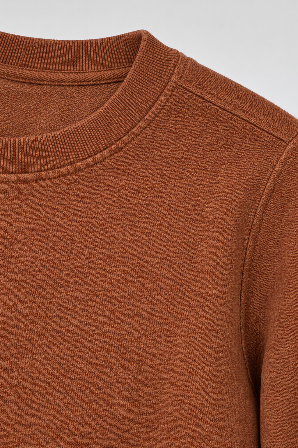 Women’s Lightweight Ultra Warm Knitted Sweatshirt – Brown Crew Neck, Full Sleeves
