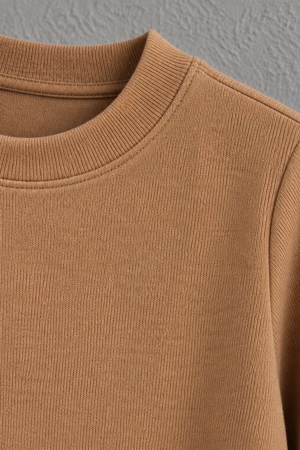Women’s Lightweight Ultra Warm Knitted Sweatshirt – Camel Crew Neck, Full Sleeves