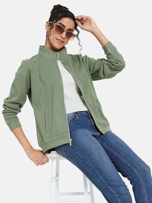 Mettle Women Olive Green Sweatshirt