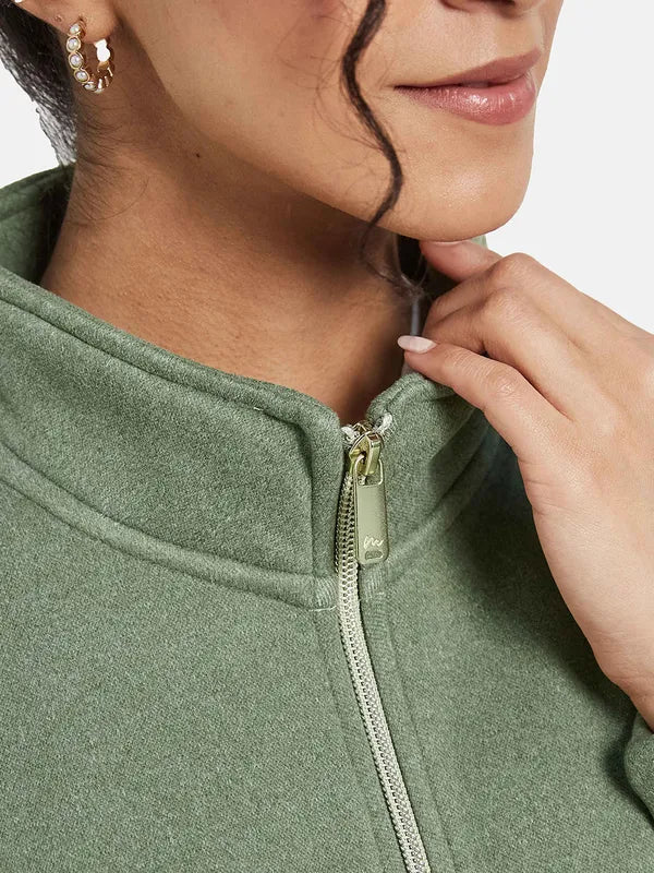 Mettle Women Olive Green Sweatshirt