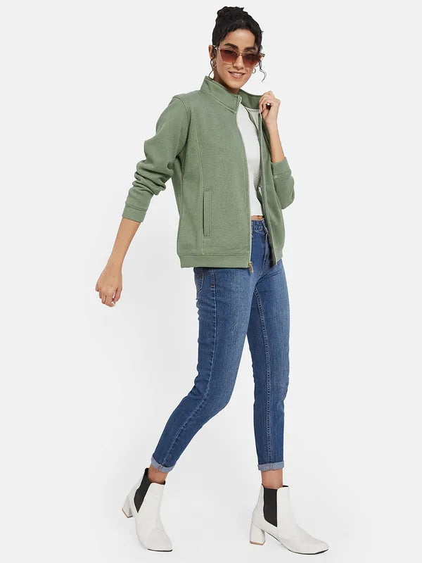 Mettle Women Olive Green Sweatshirt