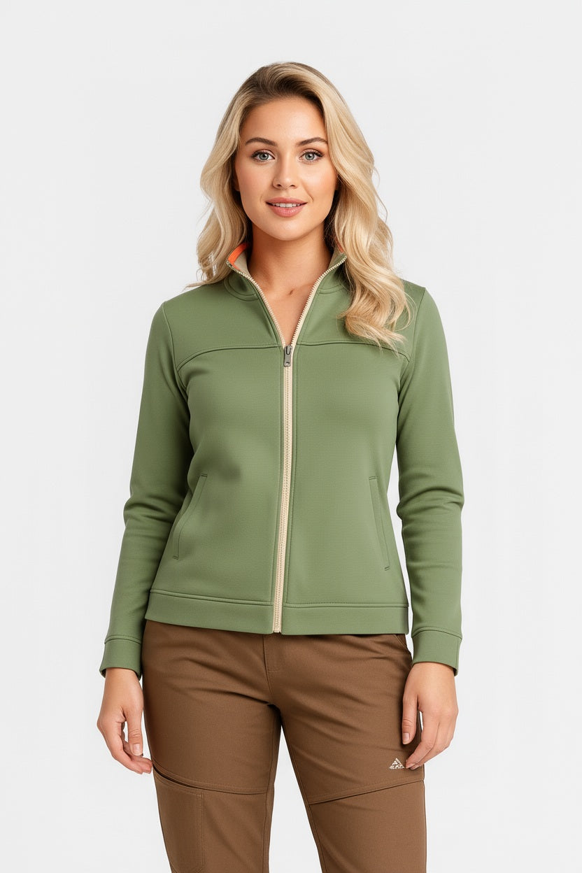 Women Solid Mandarin Collar Sweatshirt