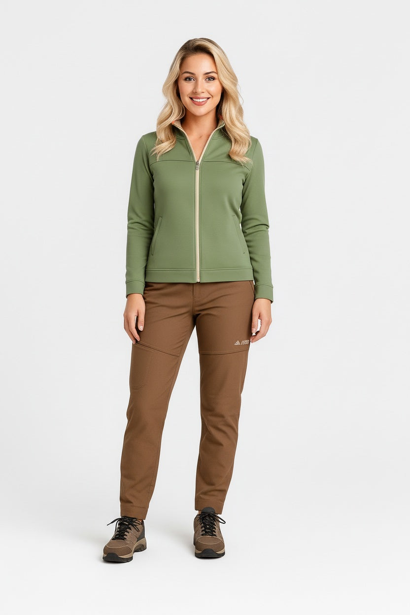 Women Solid Mandarin Collar Sweatshirt