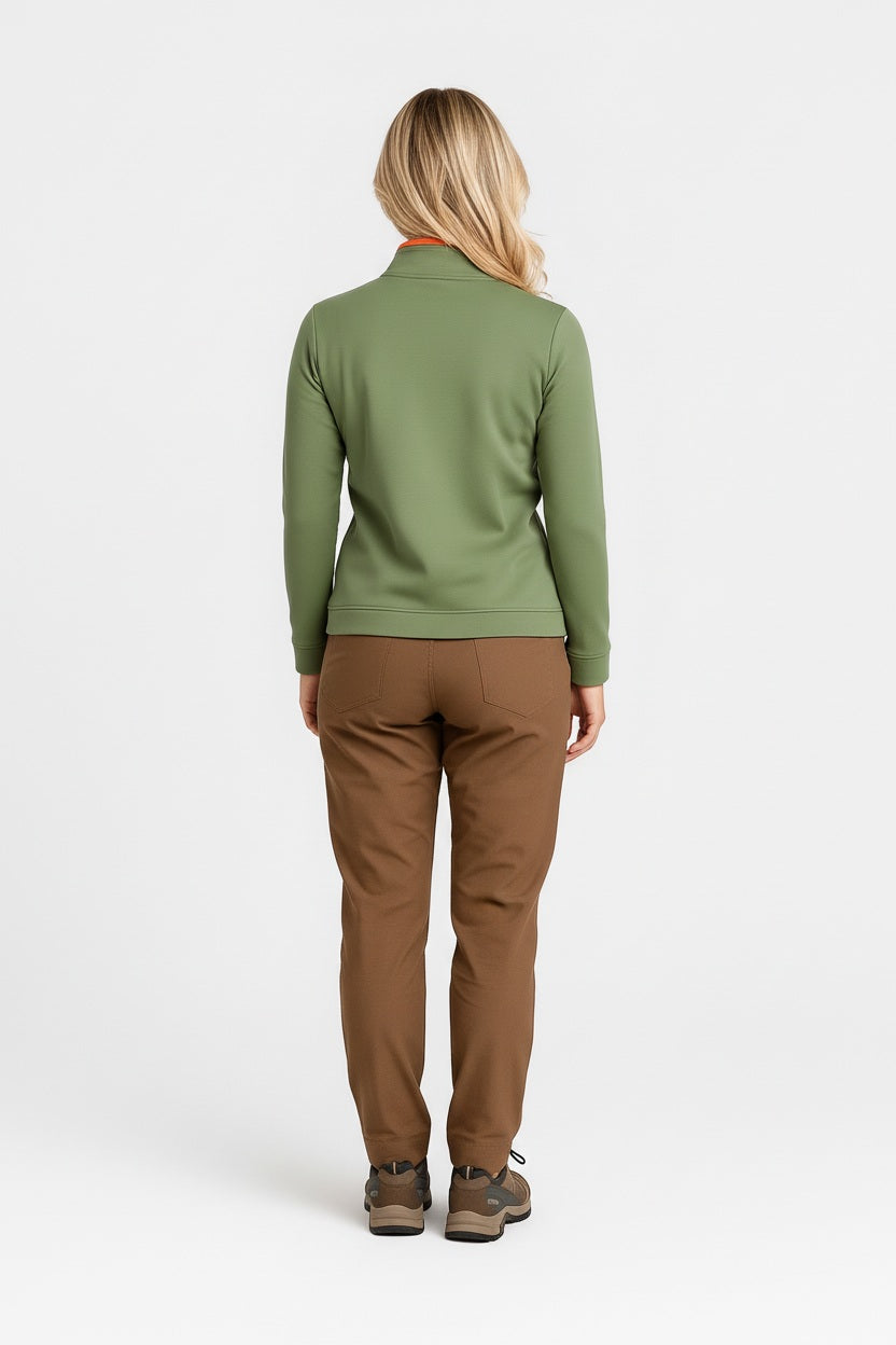 Women Solid Mandarin Collar Sweatshirt