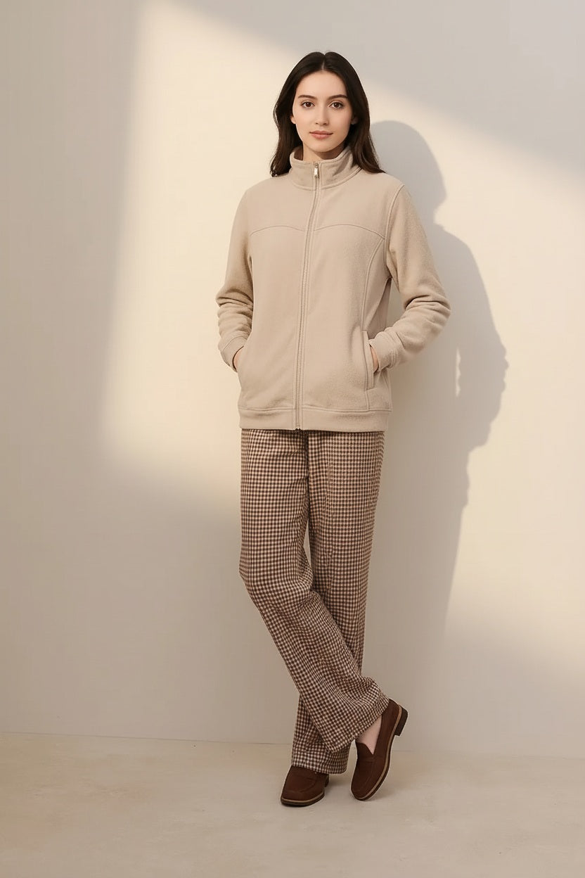 Women Solid Round Neck Sweatshirt