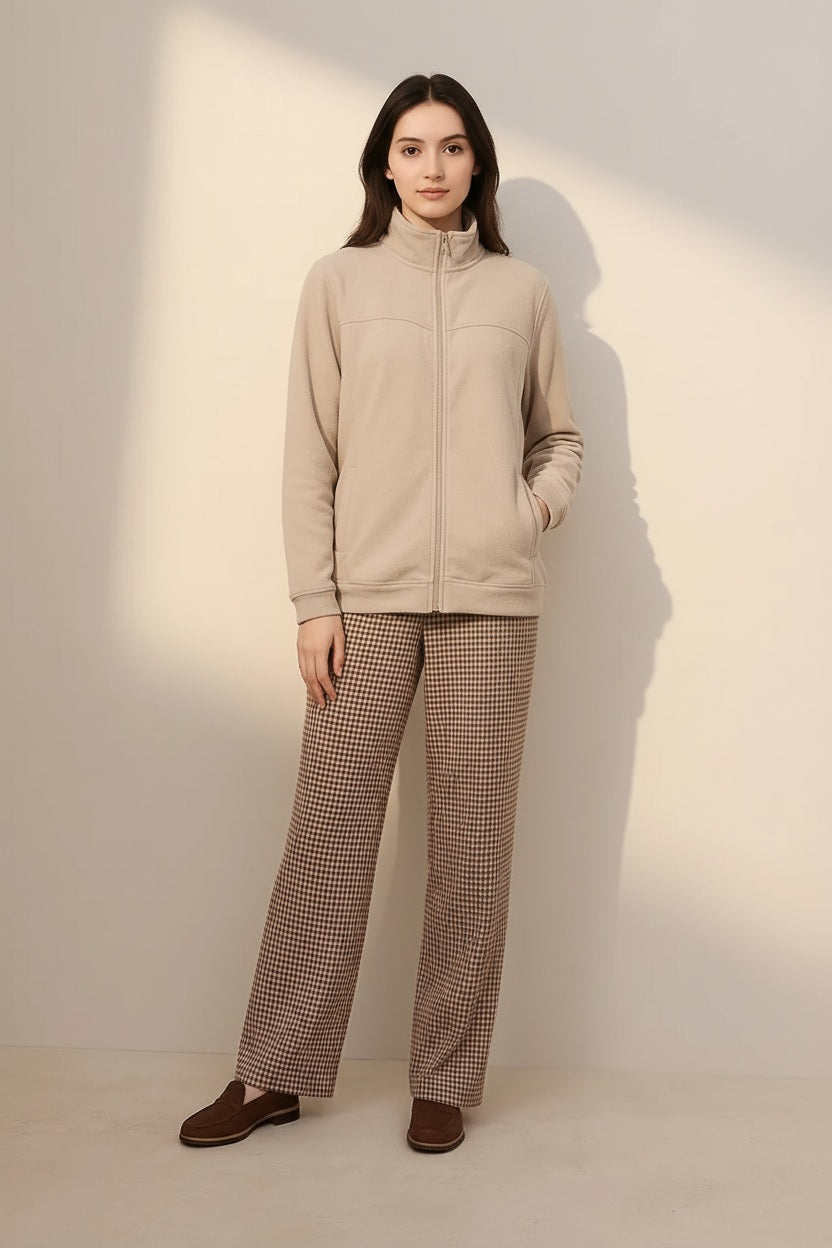 Women Solid Round Neck Sweatshirt