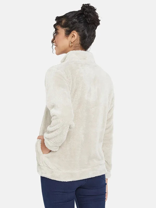 Mettle Women Cream-Coloured Sweatshirt