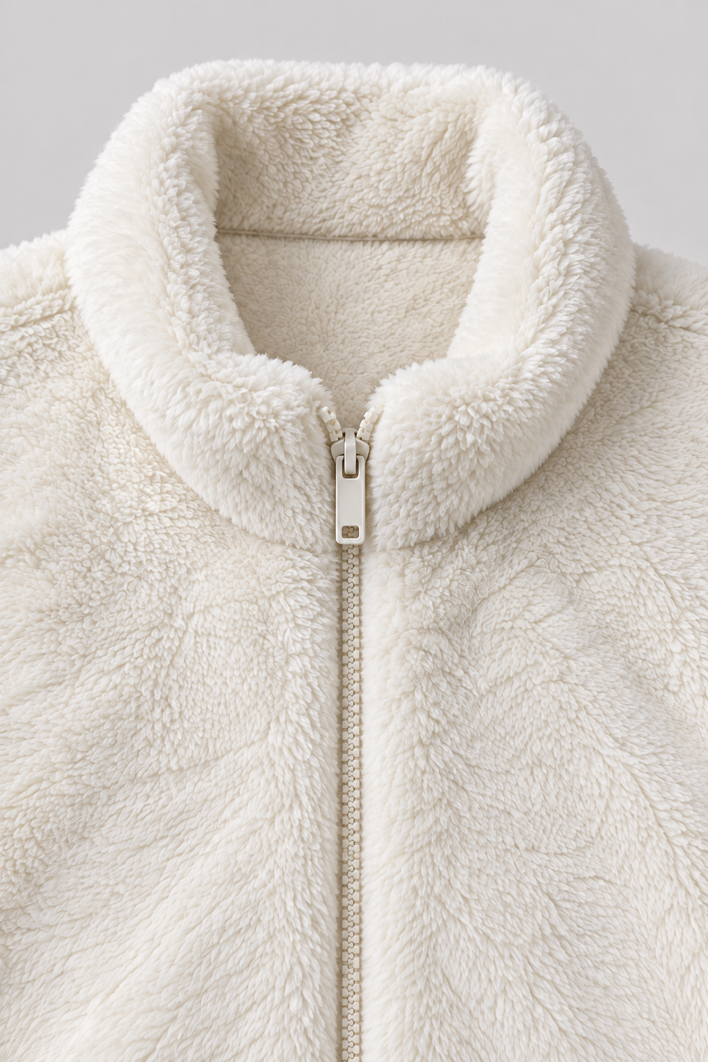 Women’s Off-White Double-Sided Coral Fleece Full-Zip Sweatshirt – Regular Fit