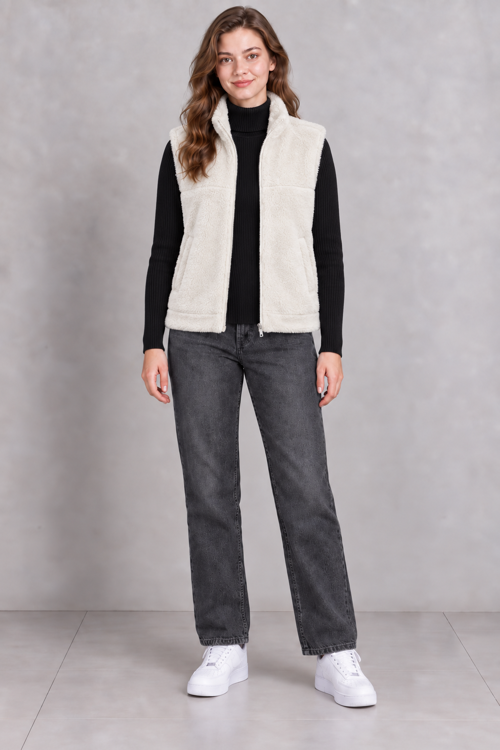 Women’s Arona Double-Sided Coral Fleece Gilet – Regular Fit Full-Zip Winter