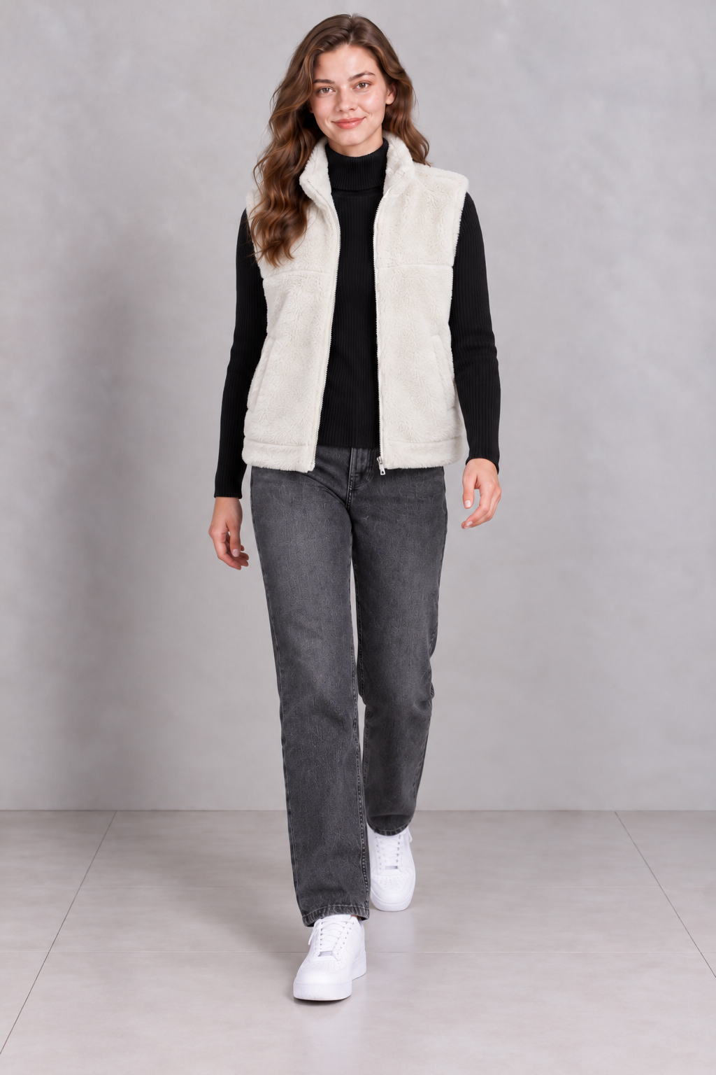 Women’s Arona Double-Sided Coral Fleece Gilet – Regular Fit Full-Zip Winter