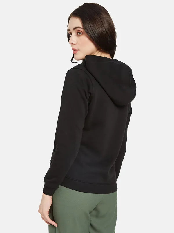 Mettle Women Black Hooded Sweatshirt