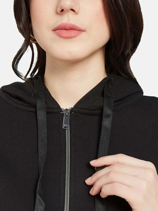 Mettle Women Black Hooded Sweatshirt