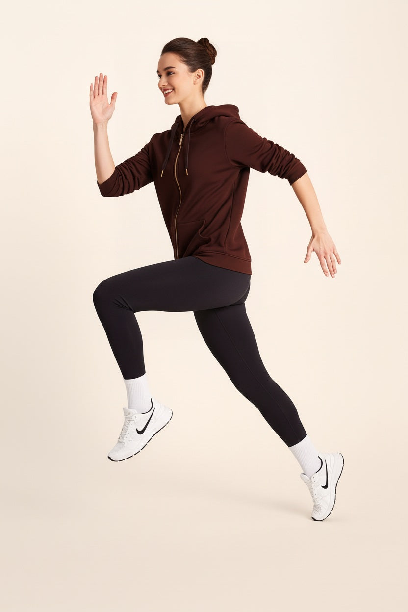 Women Solid Hooded Neck Sweatshirt