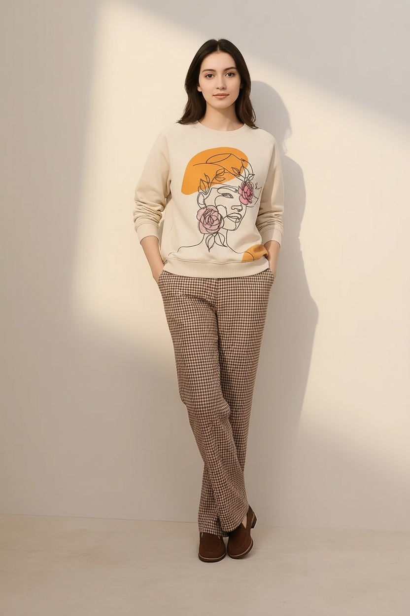 Women Graphic Round Neck Sweatshirt