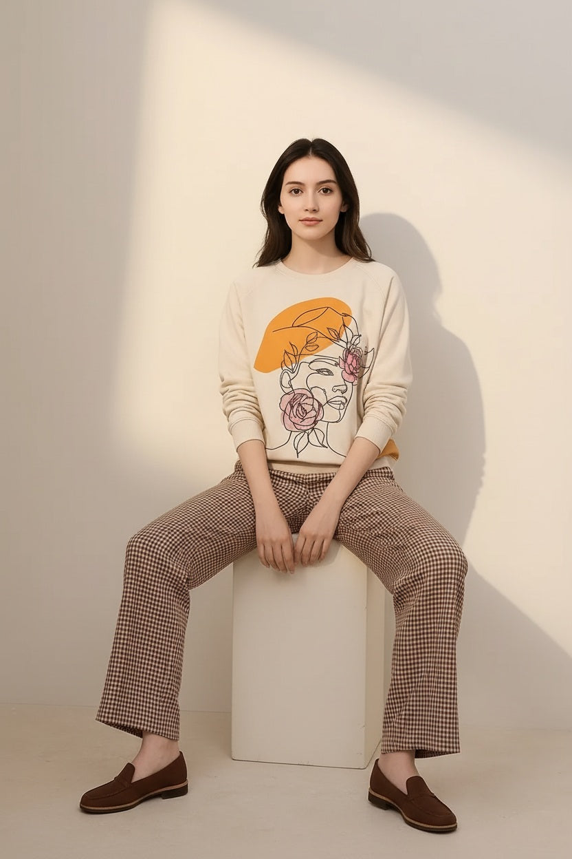 Women Graphic Round Neck Sweatshirt