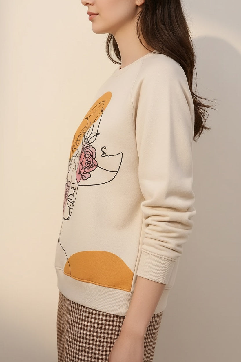 Women Graphic Round Neck Sweatshirt