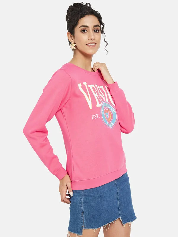 Mettle Women Pink Printed Sweatshirt