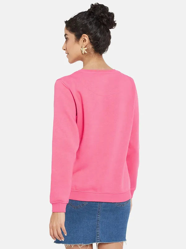 Mettle Women Pink Printed Sweatshirt