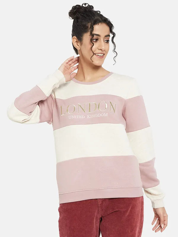 Mettle Women Pink Colourblocked Sweatshirt