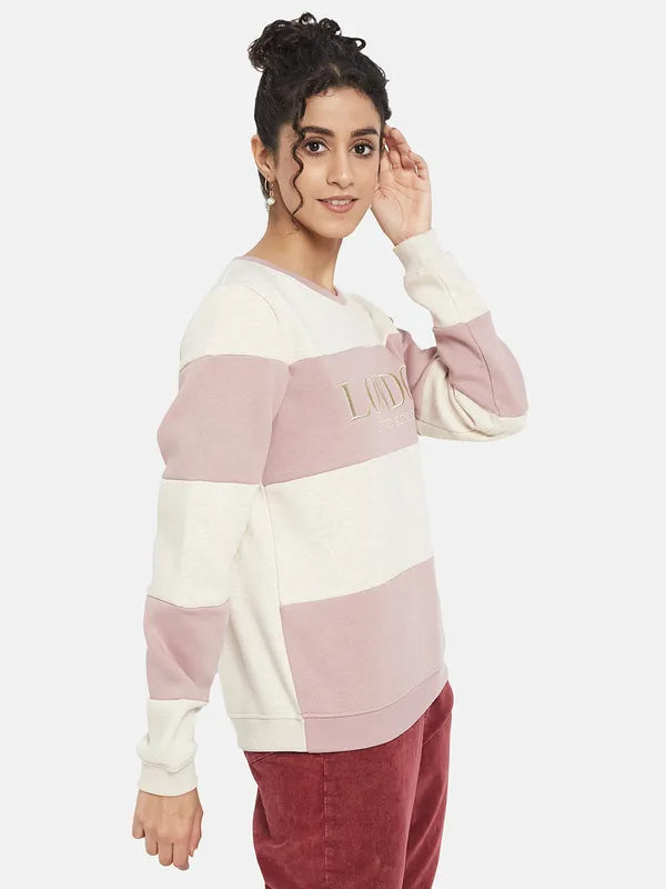 Mettle Women Pink Colourblocked Sweatshirt