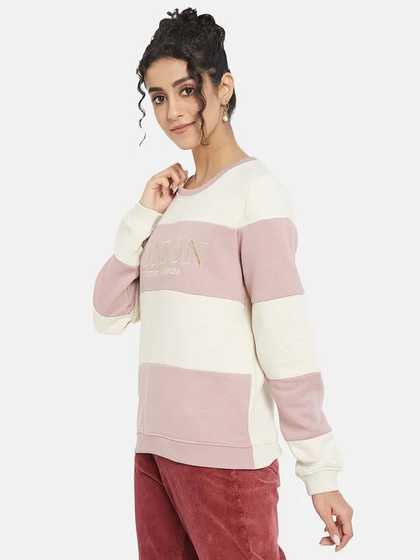 Mettle Women Pink Colourblocked Sweatshirt