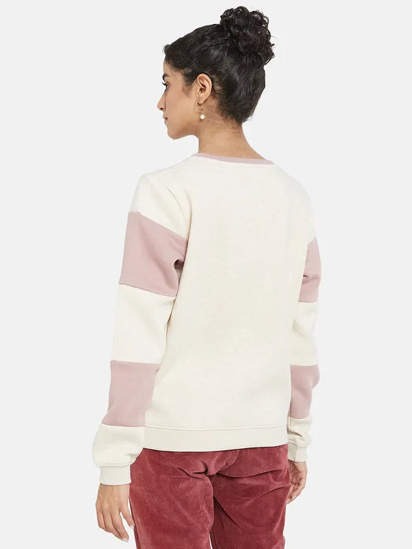 Mettle Women Pink Colourblocked Sweatshirt