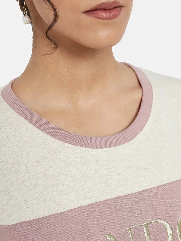 Mettle Women Pink Colourblocked Sweatshirt