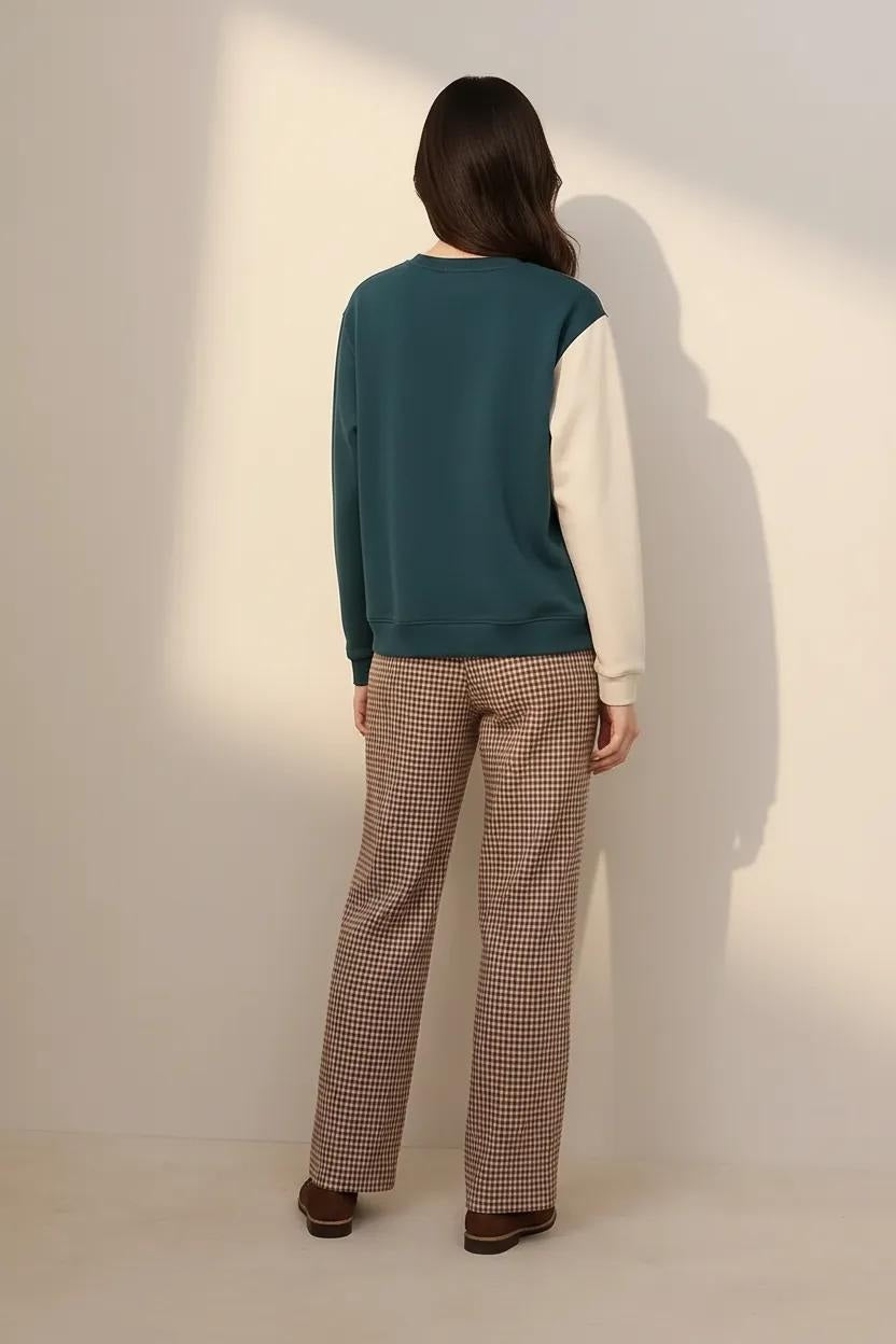 Women Colourblocked Round Neck Sweatshirt