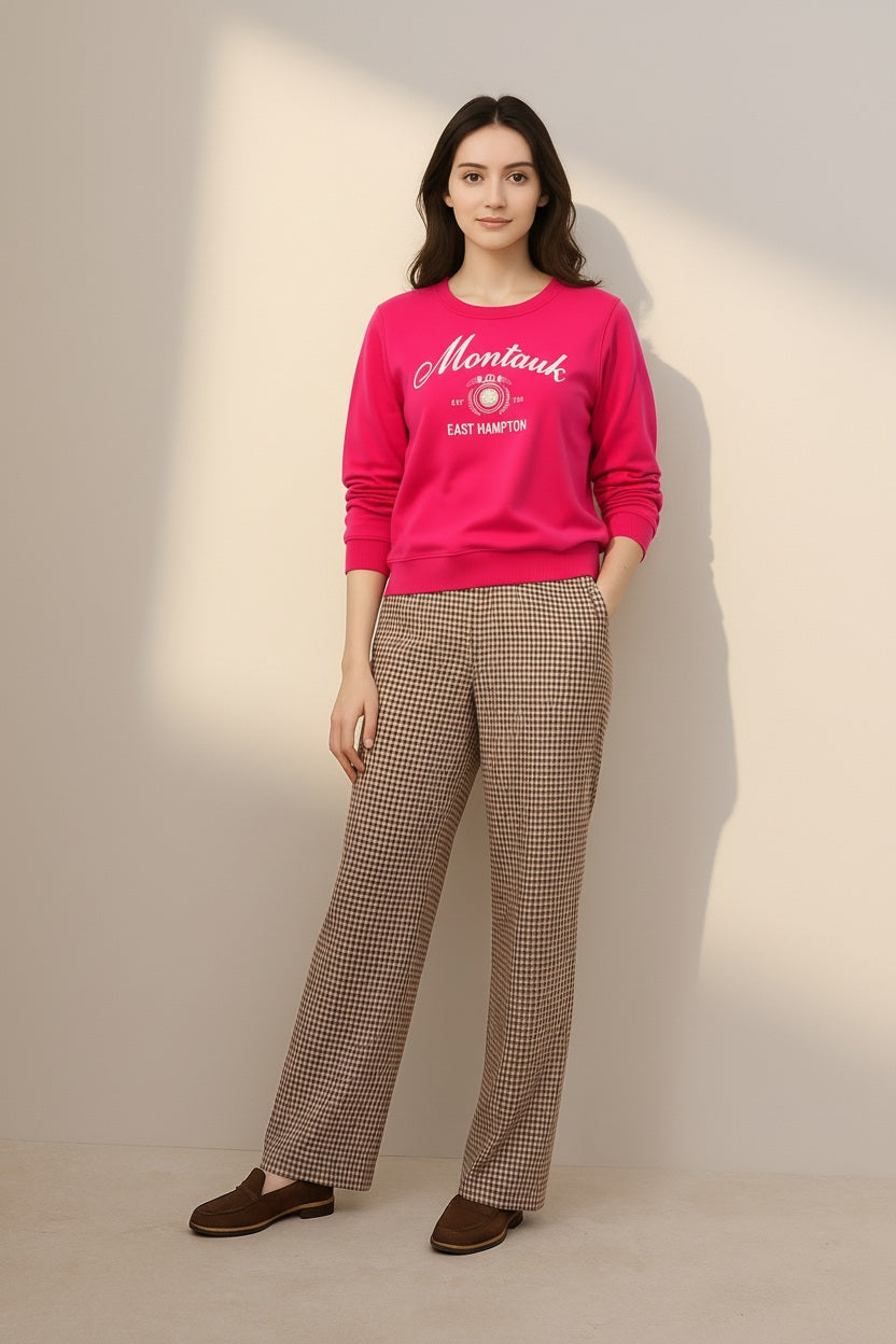 Women Round Neck Graphic Print Sweatshirt