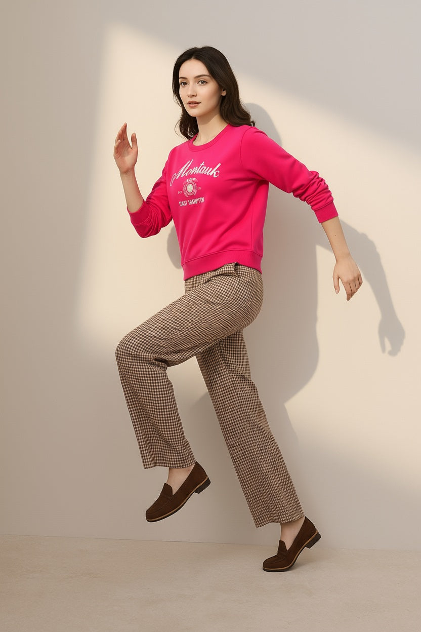 Women Round Neck Graphic Print Sweatshirt