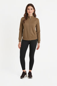 Women Solid Mandarin Collar Sweatshirt