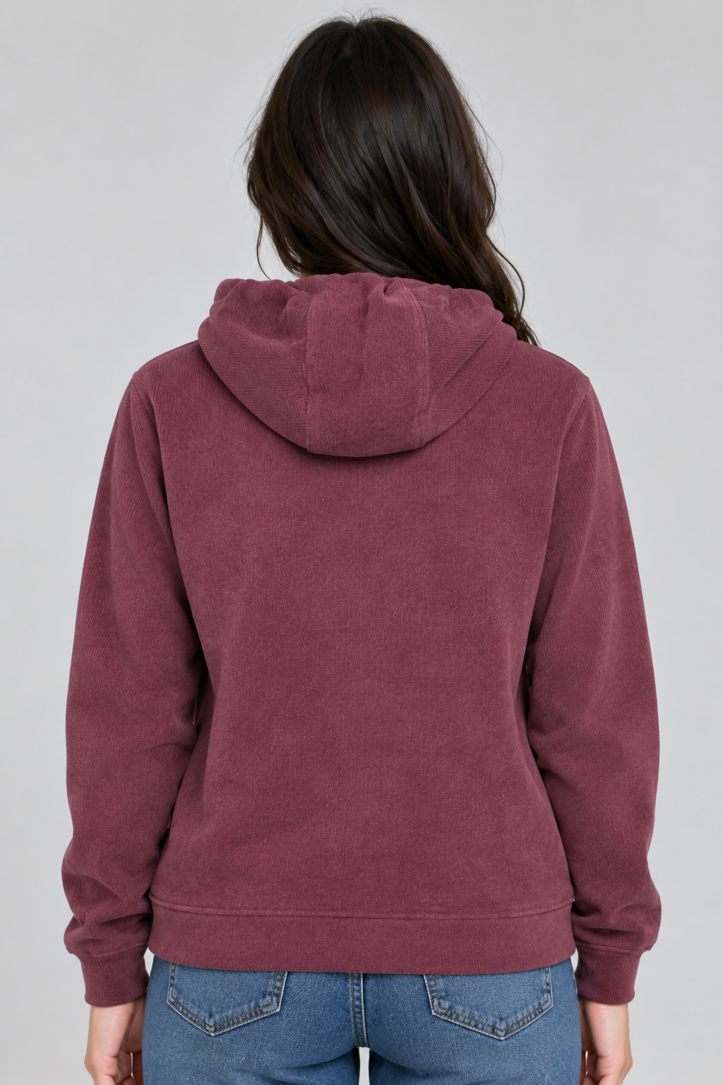 Women's Regular Fit Sweater Knit with Soft Bonding Hooded Sweatshirt with Kangaroo Pocket – Wine