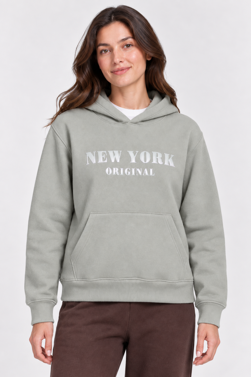 Women’s Desert Sage Melange German Velvet Hooded Sweatshirt – Regular Fit