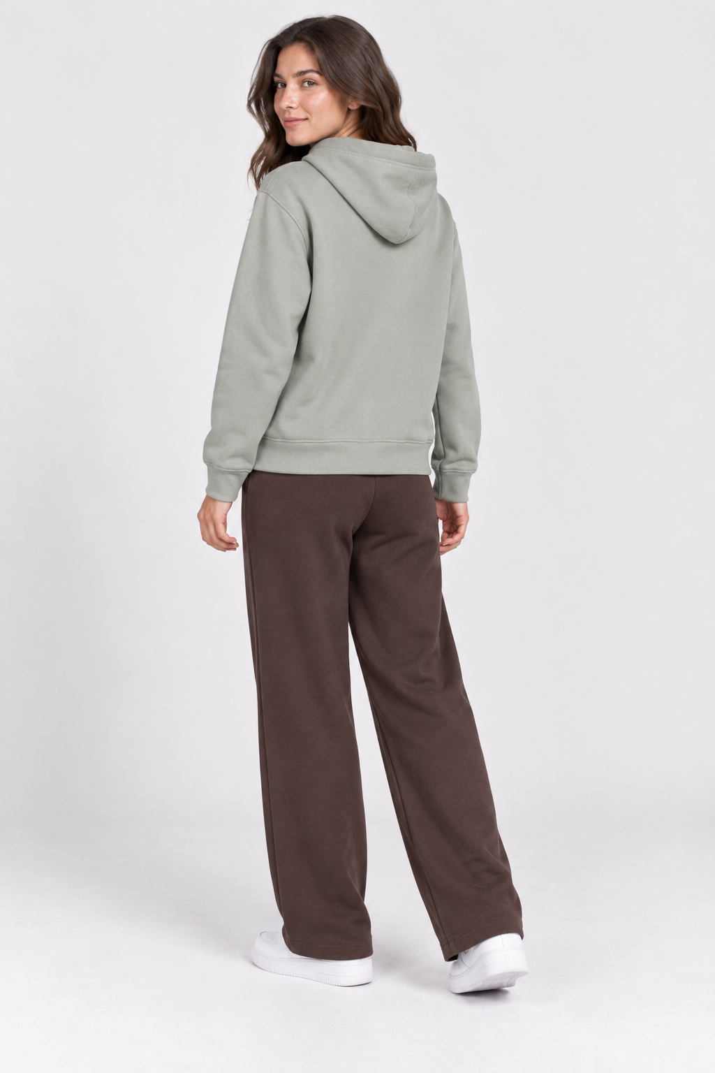 Women’s Desert Sage Melange German Velvet Hooded Sweatshirt – Regular Fit