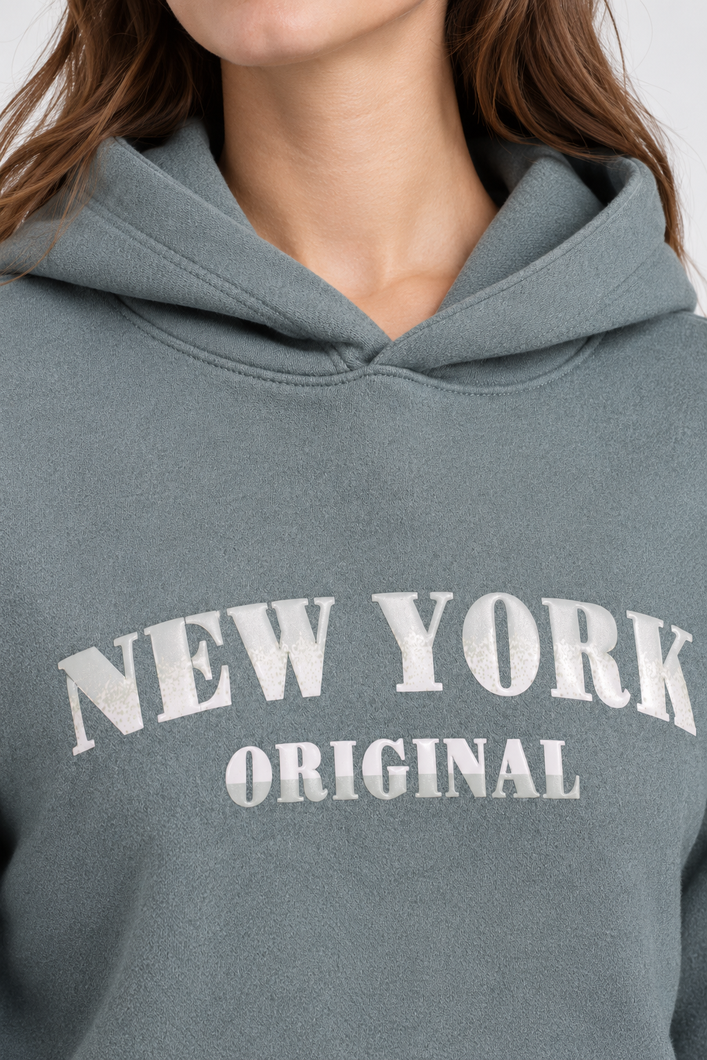 Women’s Regular Fit German Velvet Hoodie Sweatshirt – Light Teal