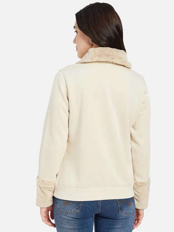 Mettle Women Cream-Coloured Sweatshirt