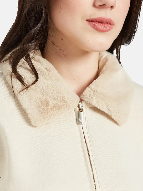 Mettle Women Cream-Coloured Sweatshirt