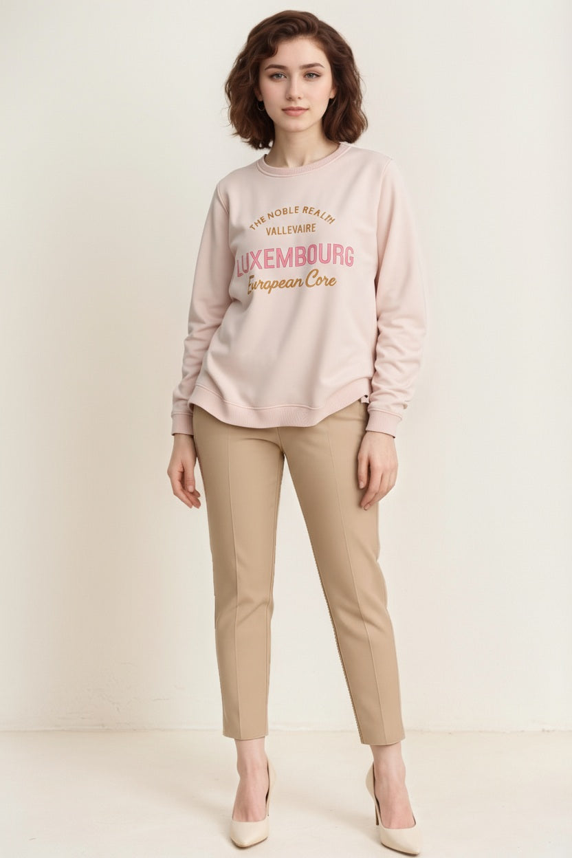 Women Round Neck Graphic Print Sweatshirt