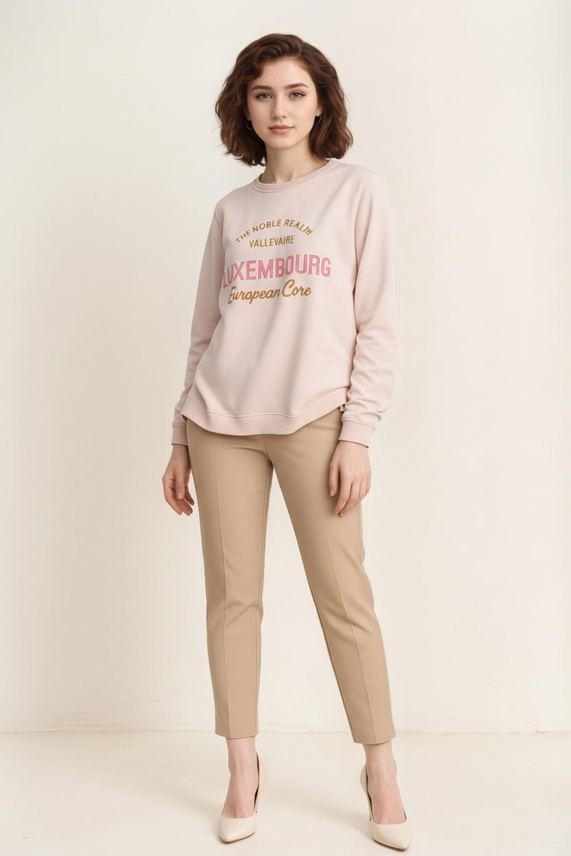 Women Round Neck Graphic Print Sweatshirt