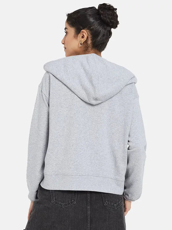 Mettle Women Grey Hooded Sweatshirt