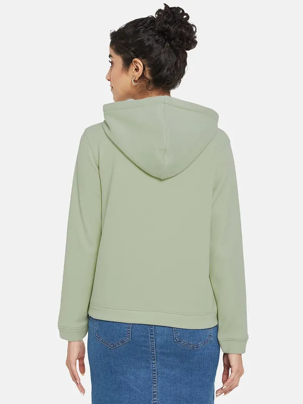 Mettle Women Olive Green Hooded Sweatshirt