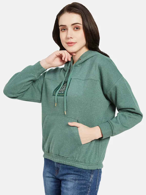 Mettle Women Olive Green Hooded Sweatshirt