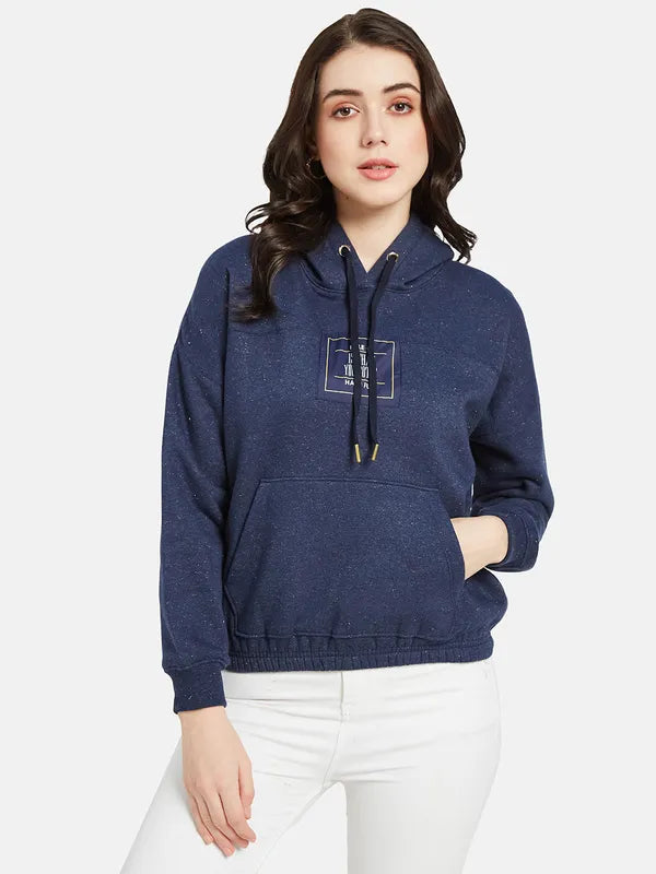 Mettle Women Blue Hooded Sweatshirt