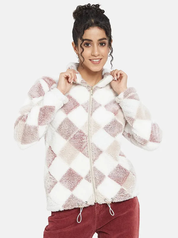 Mettle Women Coral Checked Sweatshirt