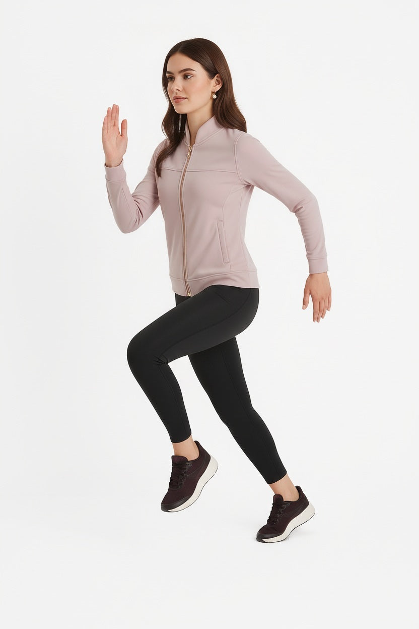 Women Solid Mandarin Collar Sweatshirt