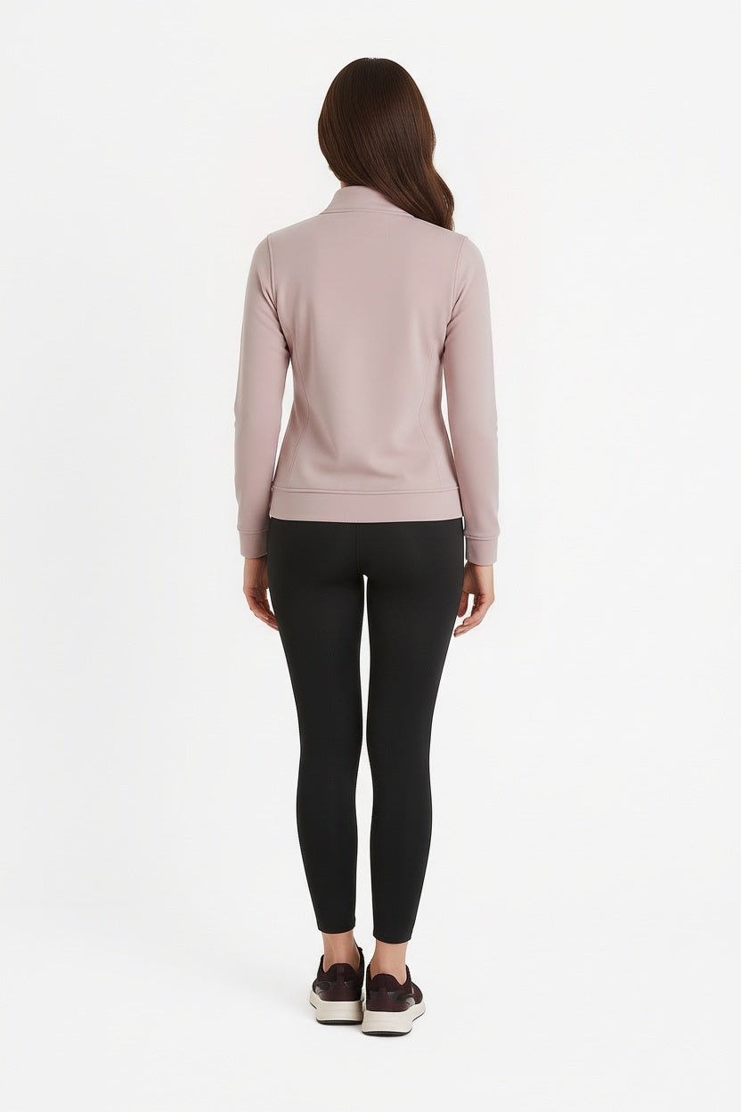Women Solid Mandarin Collar Sweatshirt