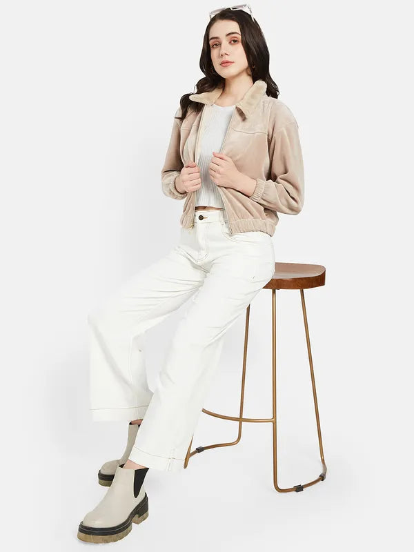 Mettle Women Cream-Coloured Sweatshirt