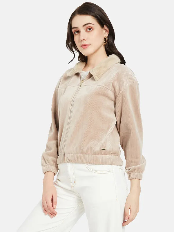 Mettle Women Cream-Coloured Sweatshirt